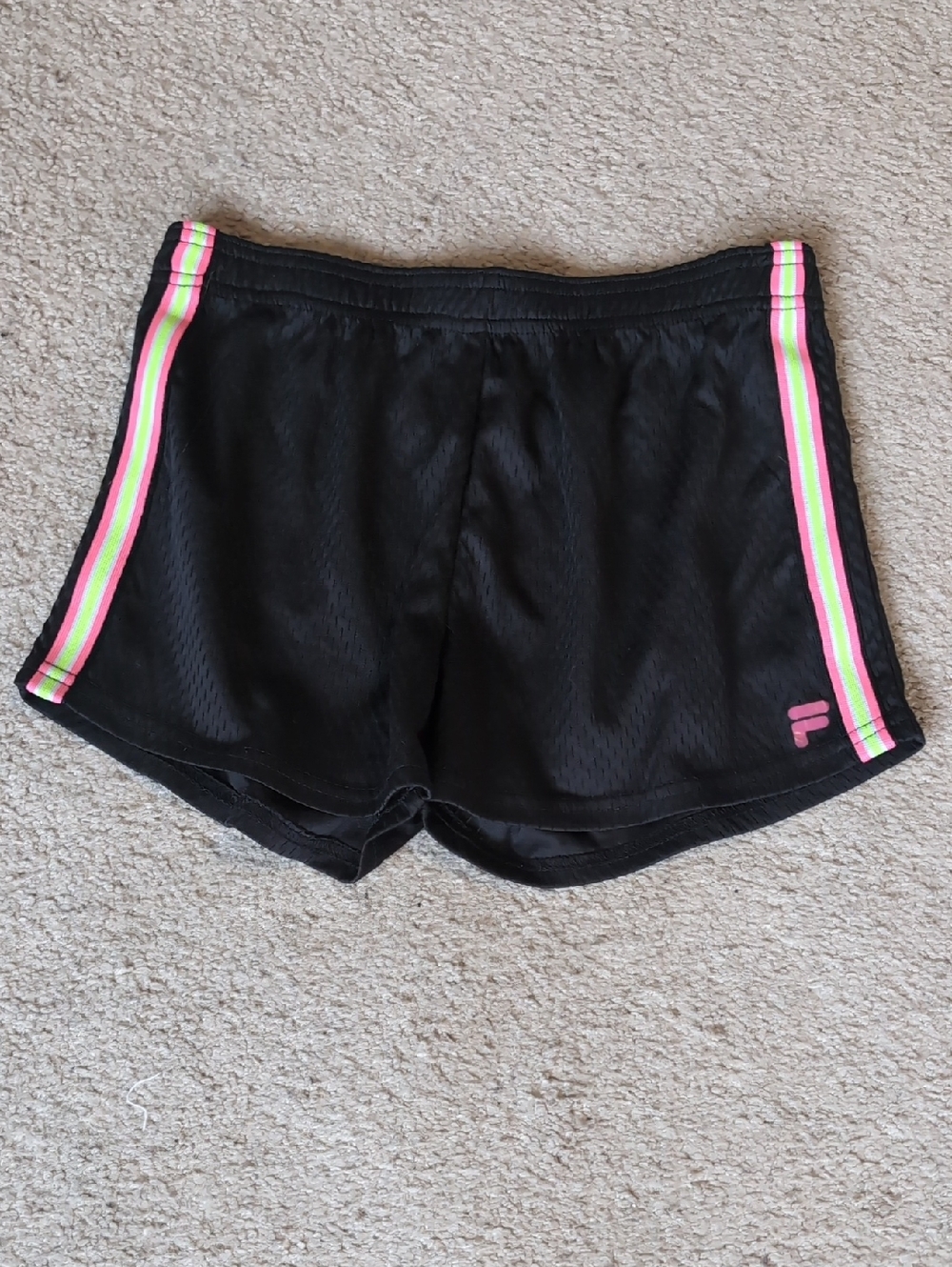 ⭐2/$20 Fila Black Shorts with Neon Pink & Neon Yellow Side Stripes